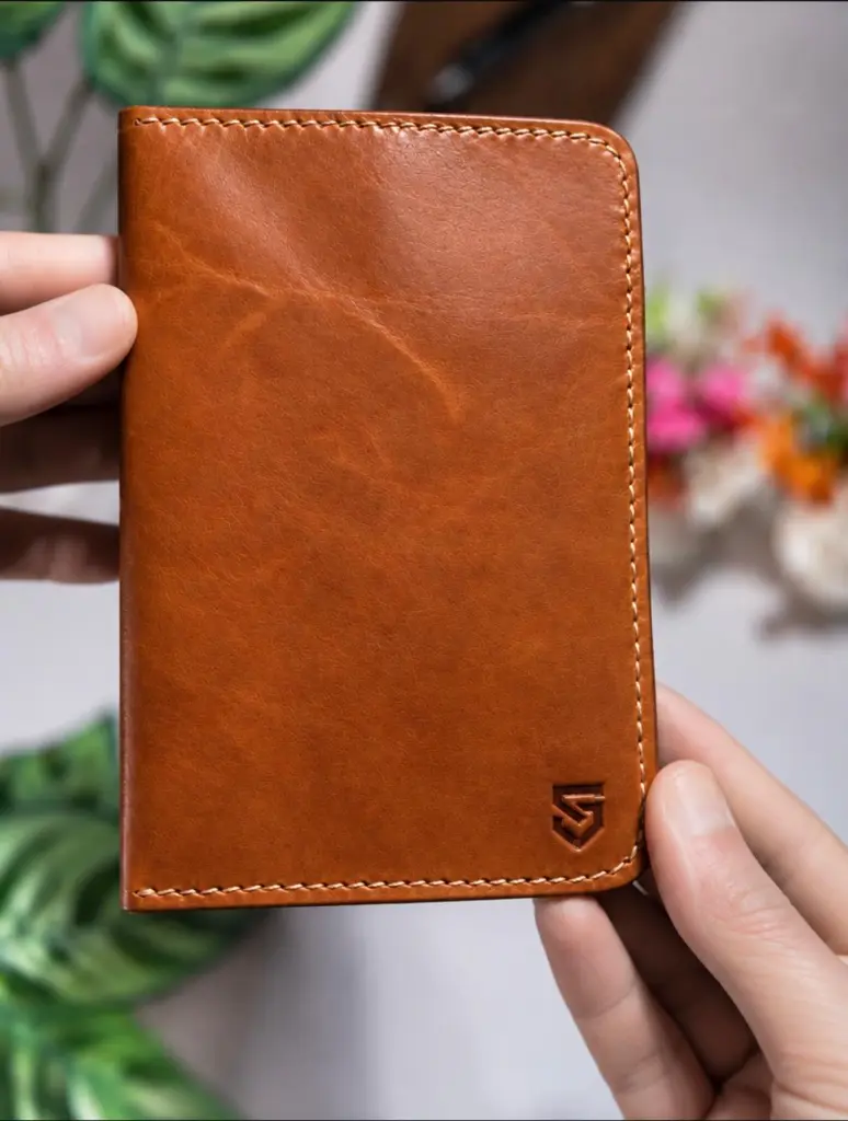 Full-grain leather passport holder.webp