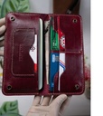S5B – Handmade Full-Grain Leather Long Bifold Travel Organizer with Button Closure