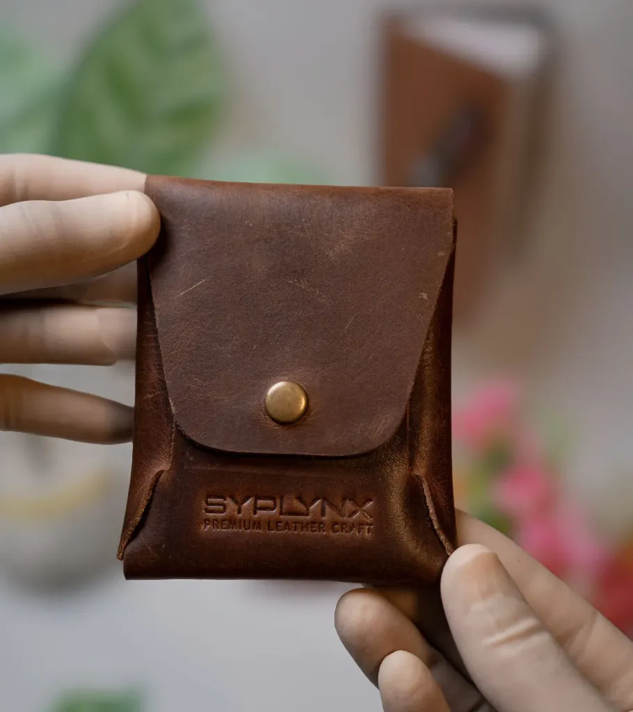 [SL-25-96S-BRN] S7-Handmade Stitchless Full Grain Leather Wallet