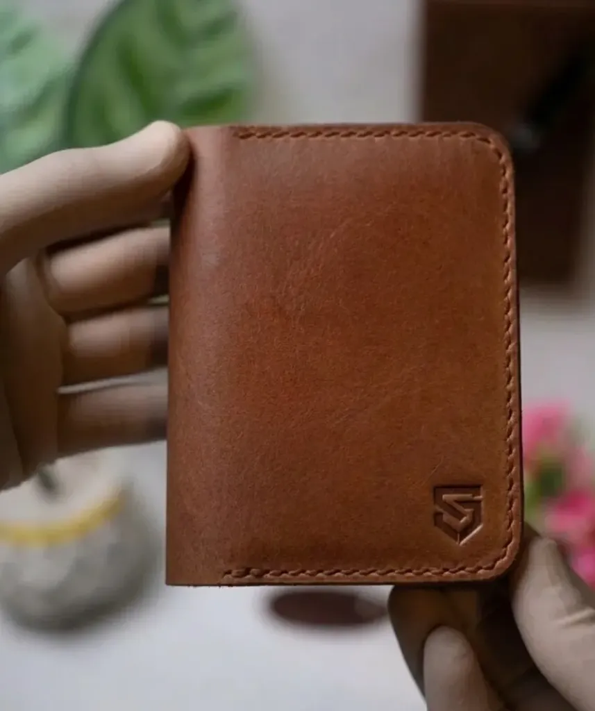 [SL-25-69-BRN-TAN] S9-Handmade Bifold Full Grain Leather Wallet