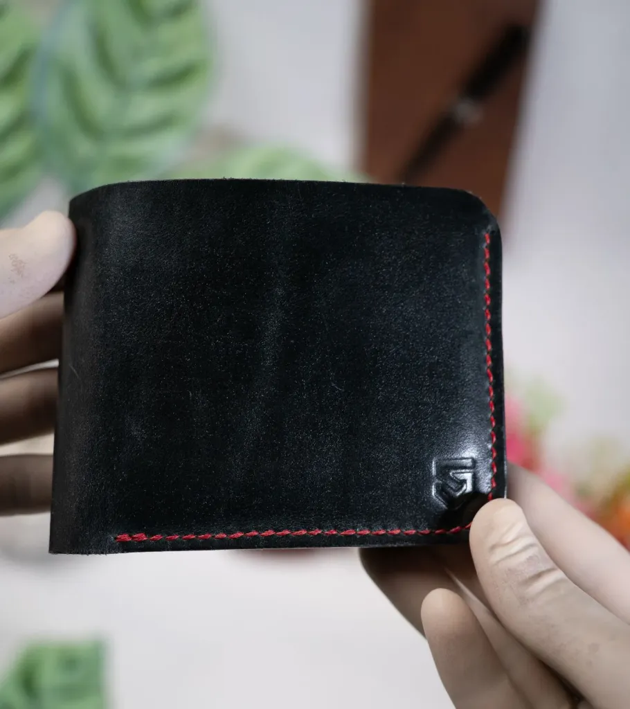 S1 -Handmade Bifold Black Full Grain Leather Wallet