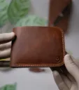 S2-Handmade Bifold Brown Full Grain Leather Wallet